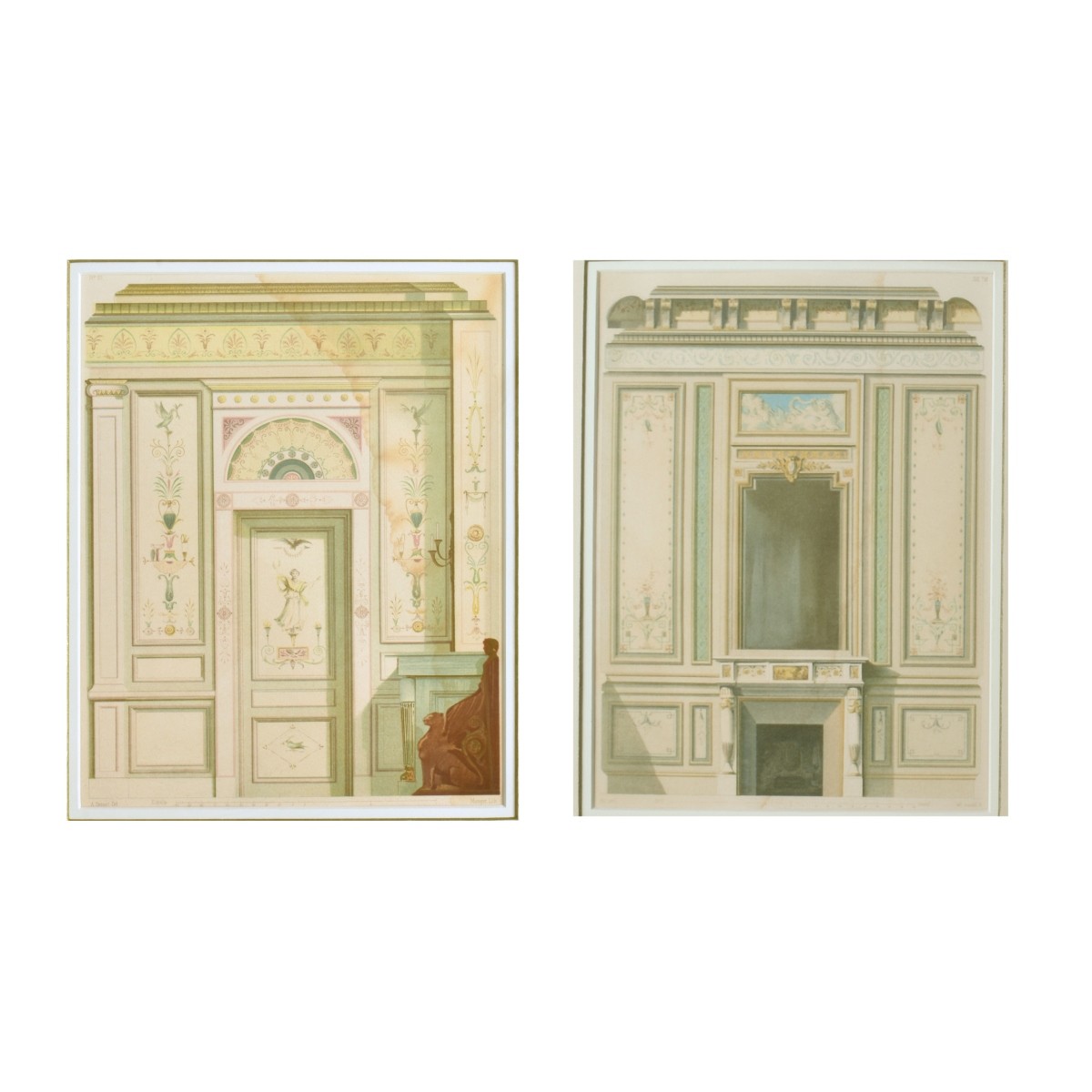 Pair of Antique Architectural Chromolithographs