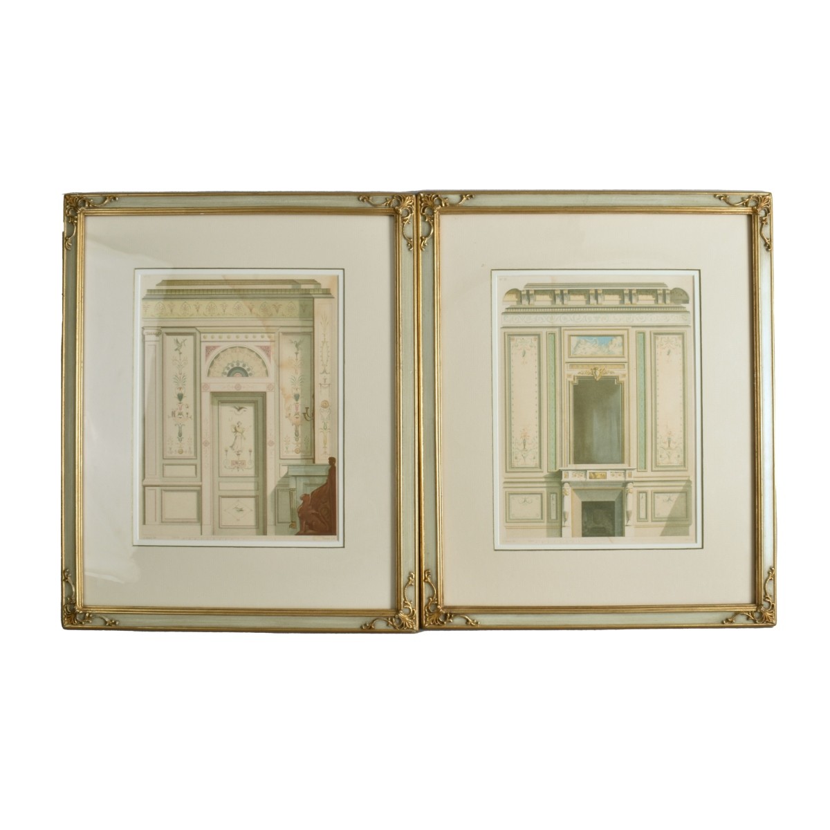 Pair of Antique Architectural Chromolithographs