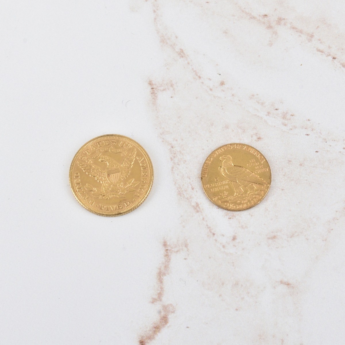 US $5 and $2-1/2 Gold Coins