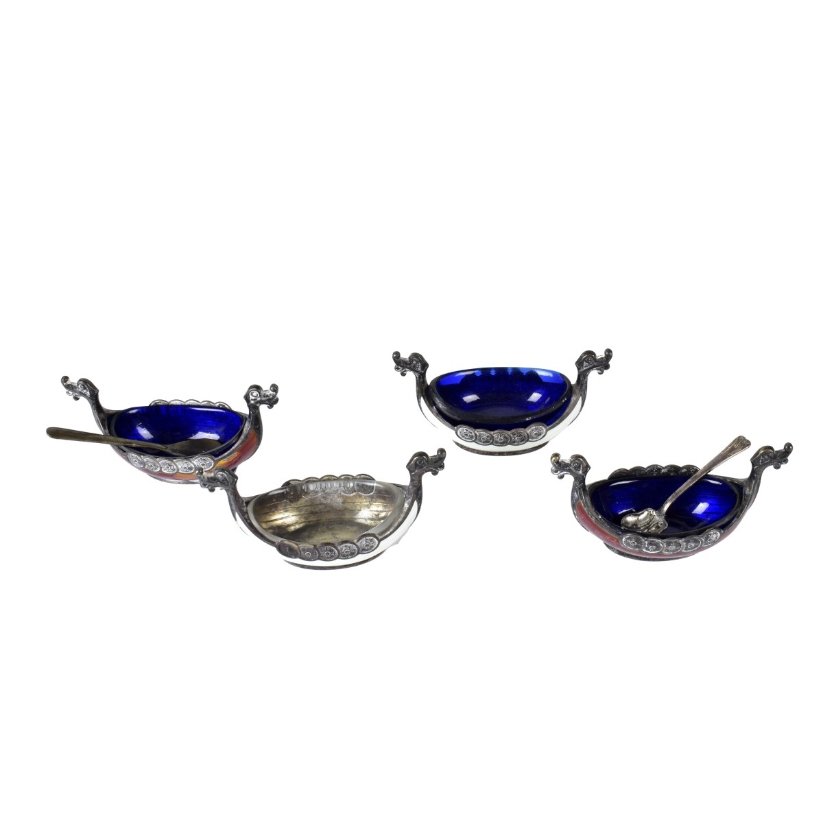 Four Theodore Olsen Sterling Salt Cellars