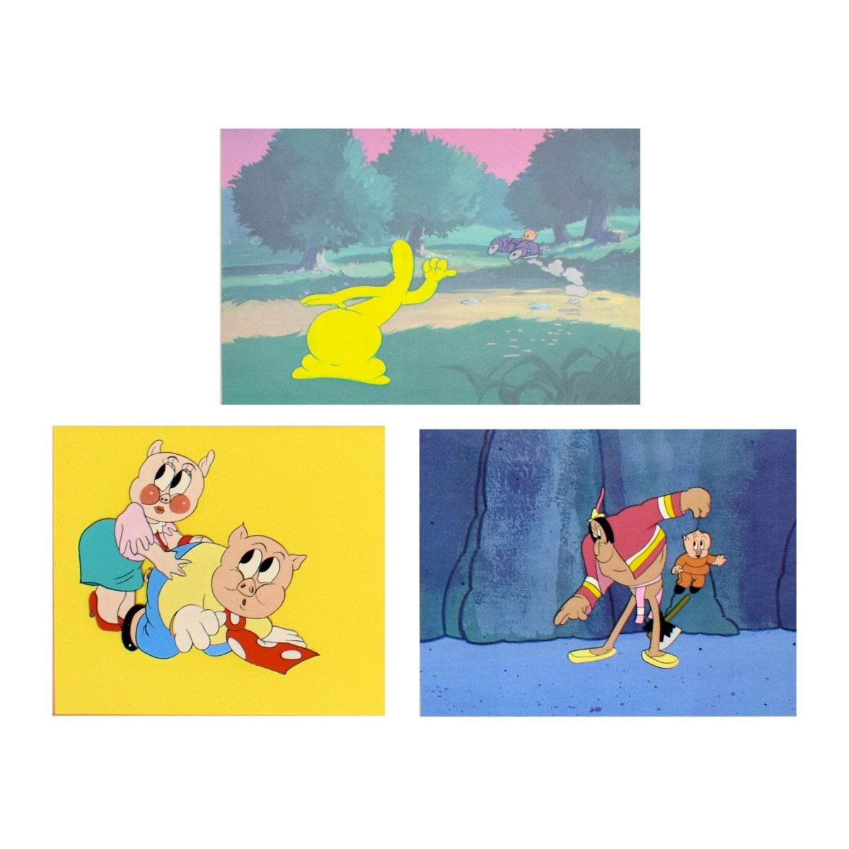 Three Animation Cels Porky Pig