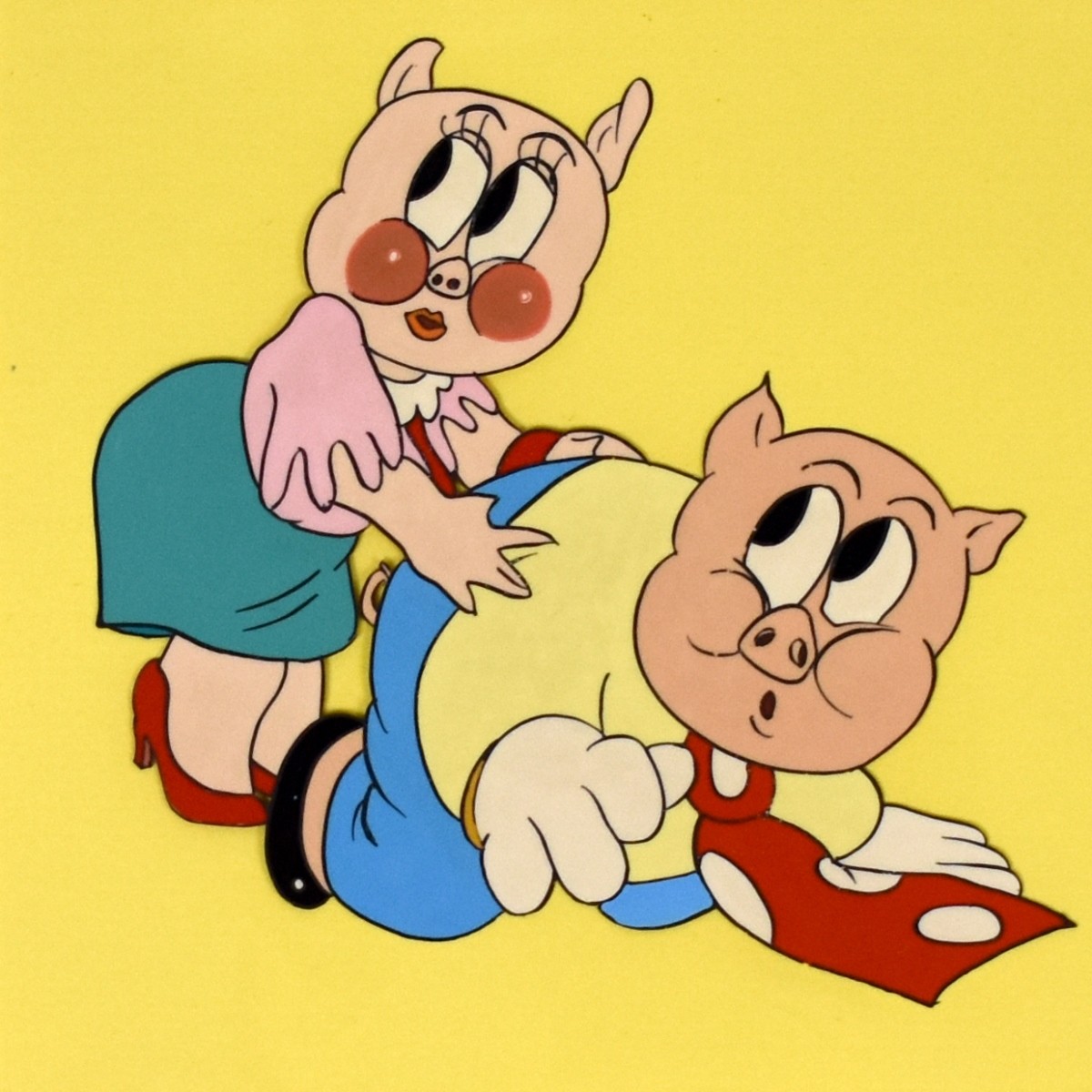 Three Animation Cels Porky Pig