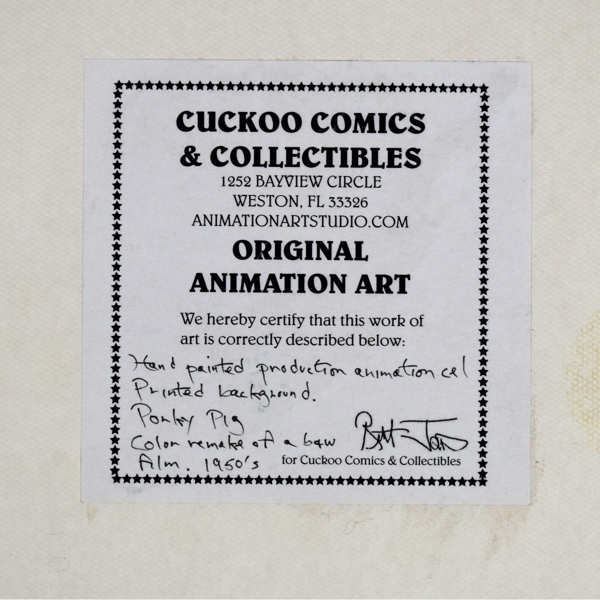 Three Animation Cels Porky Pig