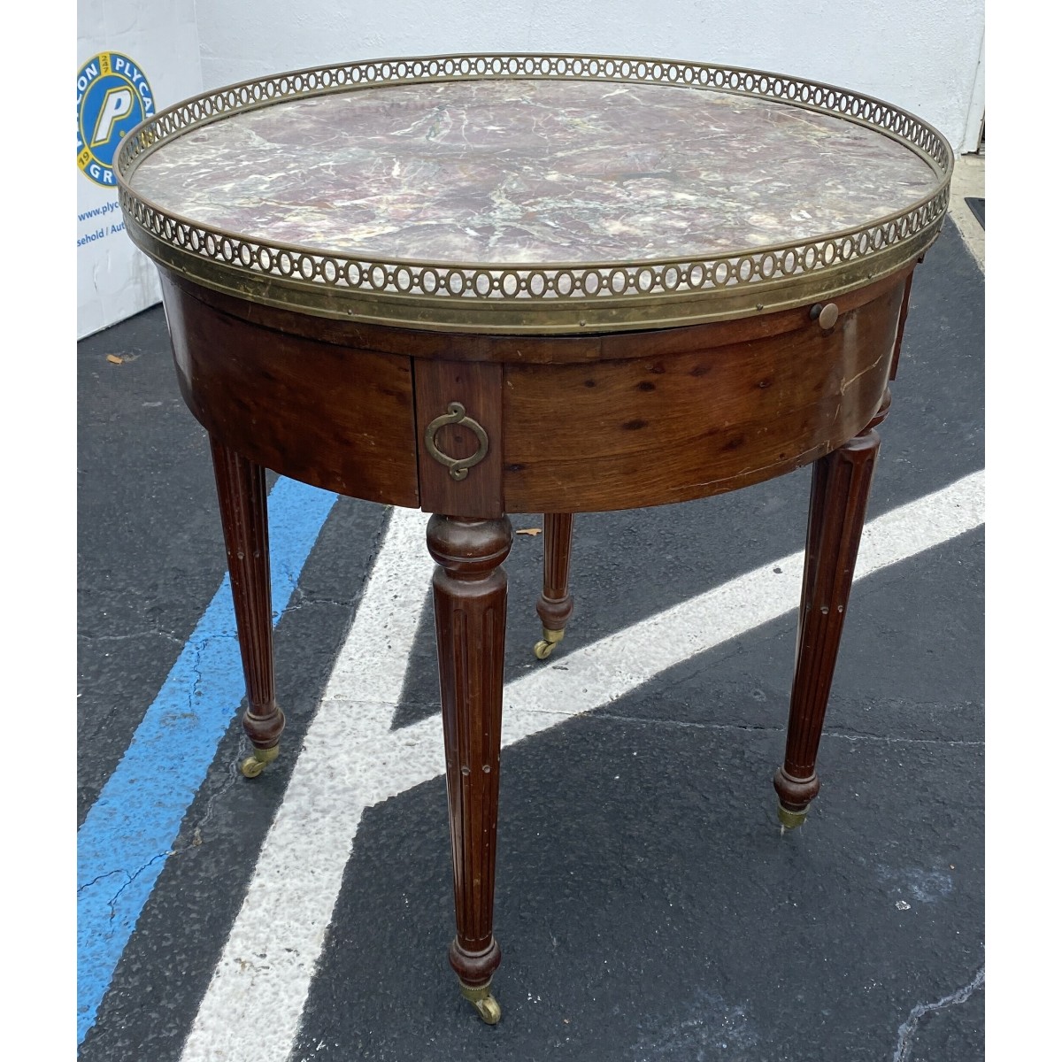 20C Louis XVI Style Marble Top Side Table