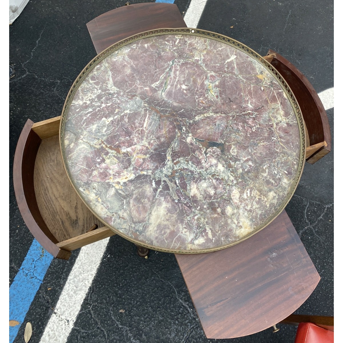 20C Louis XVI Style Marble Top Side Table