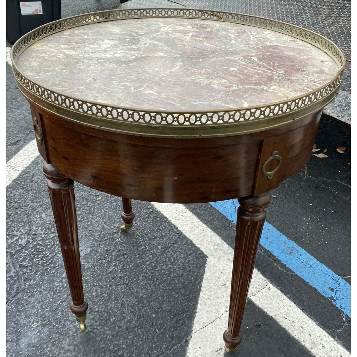 20C Louis XVI Style Marble Top Side Table