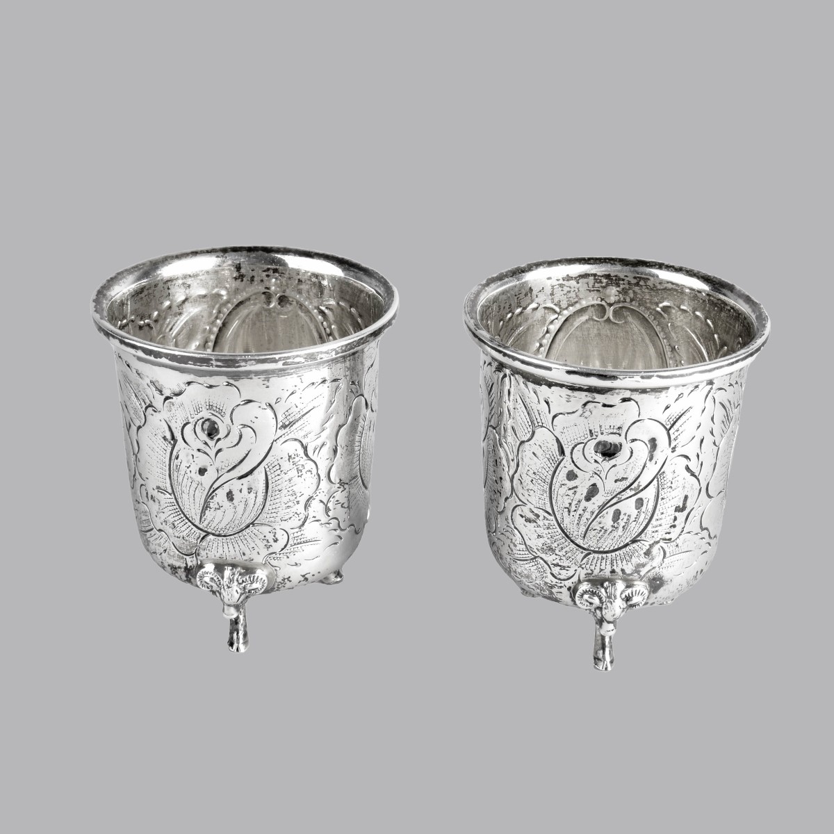 Pair of Vintage Sterling Footed Beakers