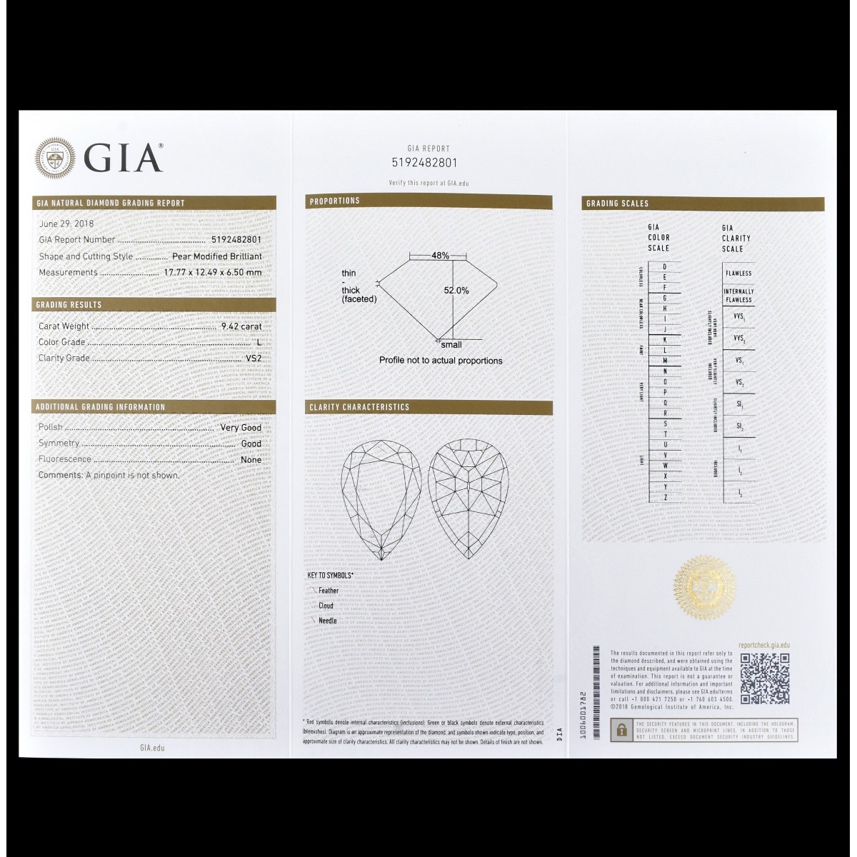 GIA 9.42ct Pear Shape Diamond