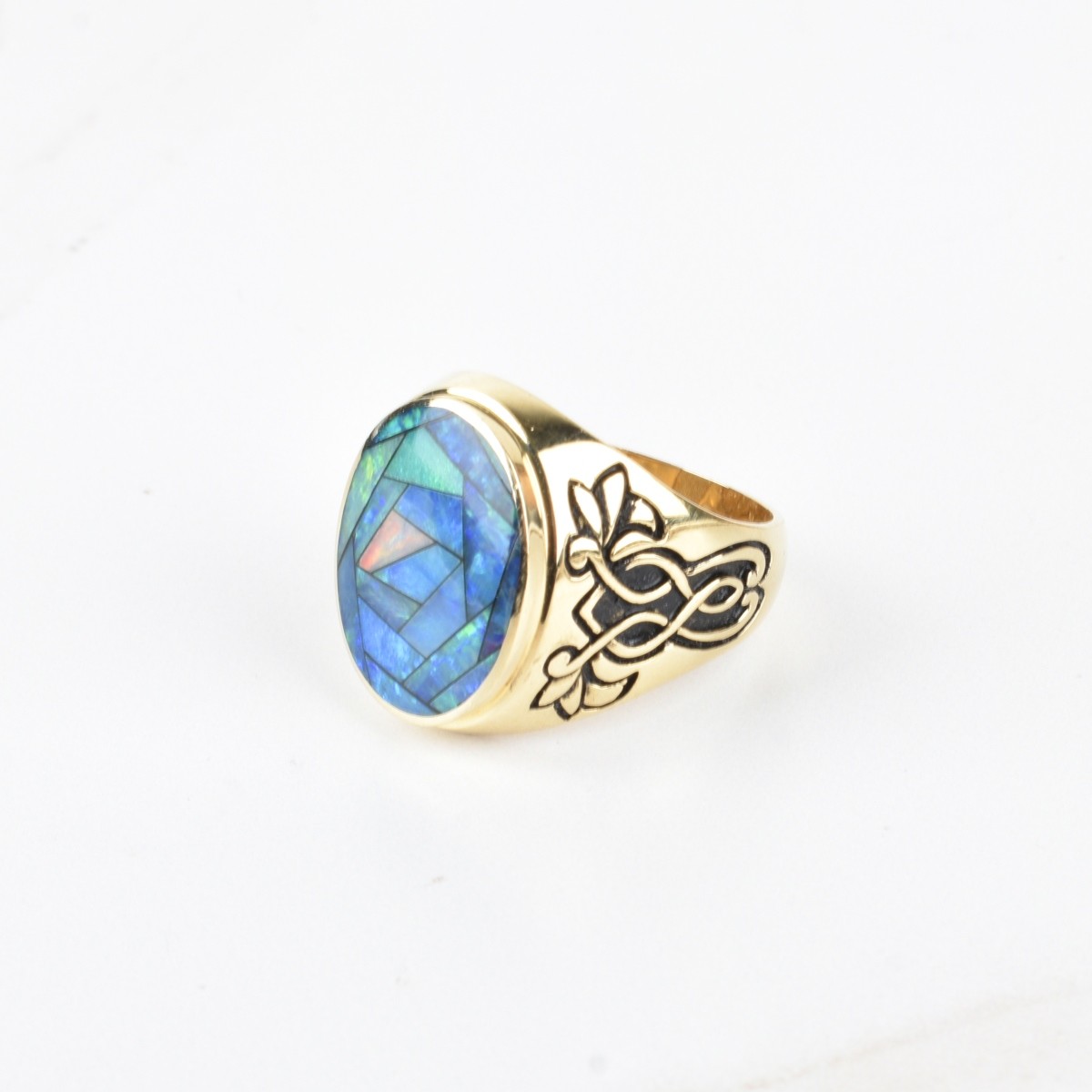 Black Opal and 14K Ring