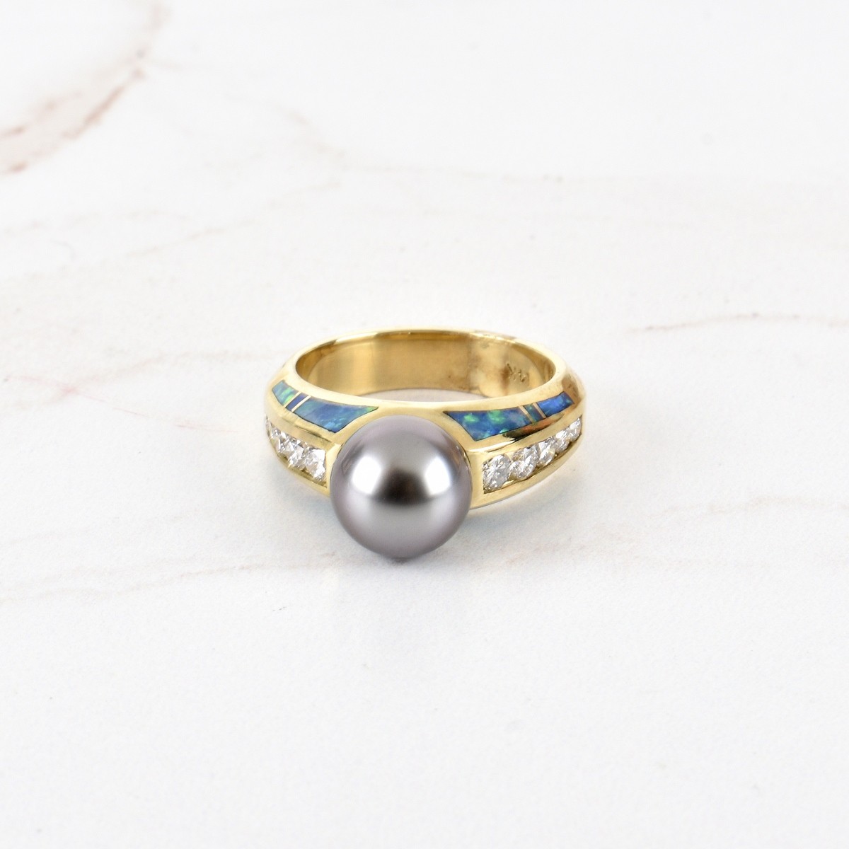Diamond, Pearl, Opal and 14K Ring