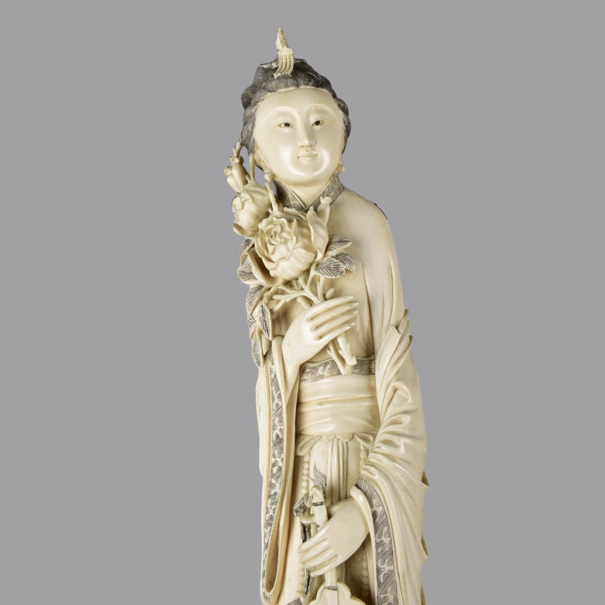 Pair of Large Chinese Tusk Figurines