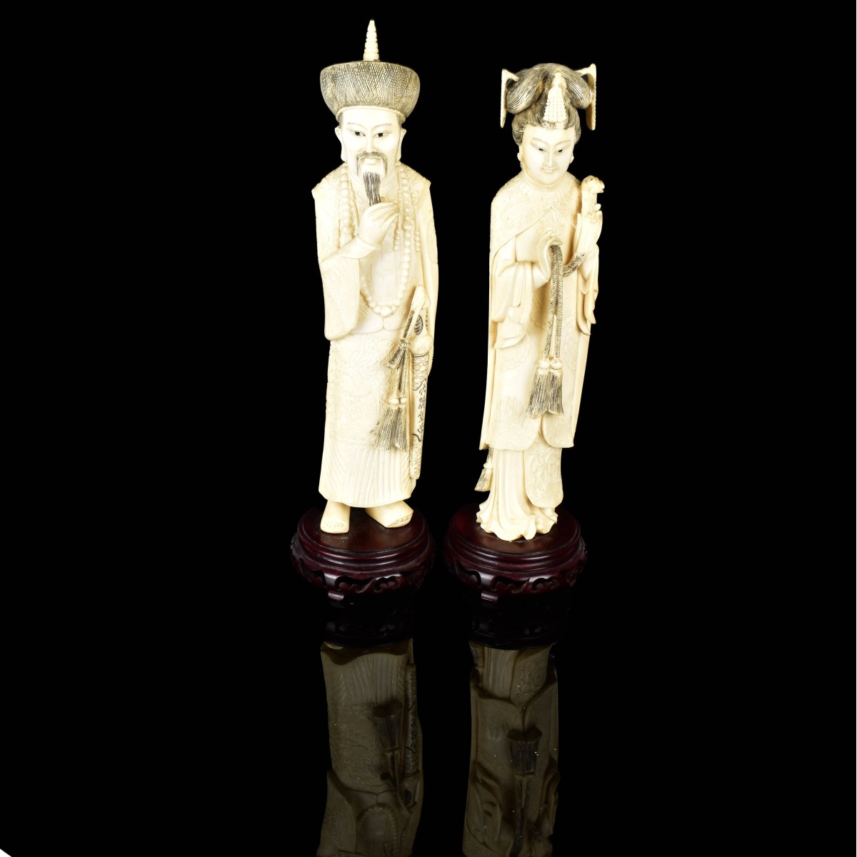 Pair of Chinese Carved Figurines