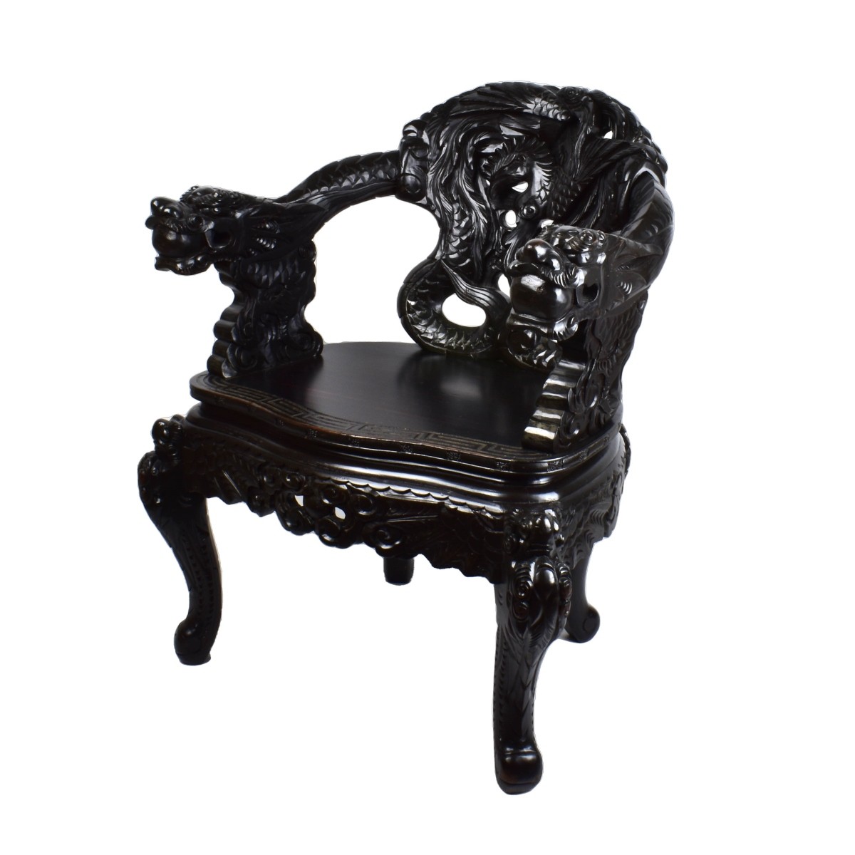 Chinese Carved Hardwood Armchair