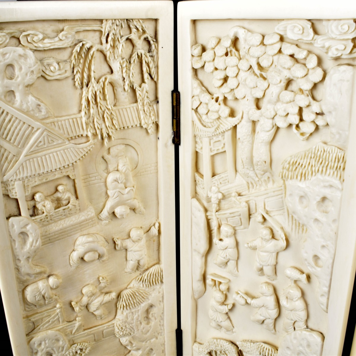 Chinese Carved Bone Table Screen