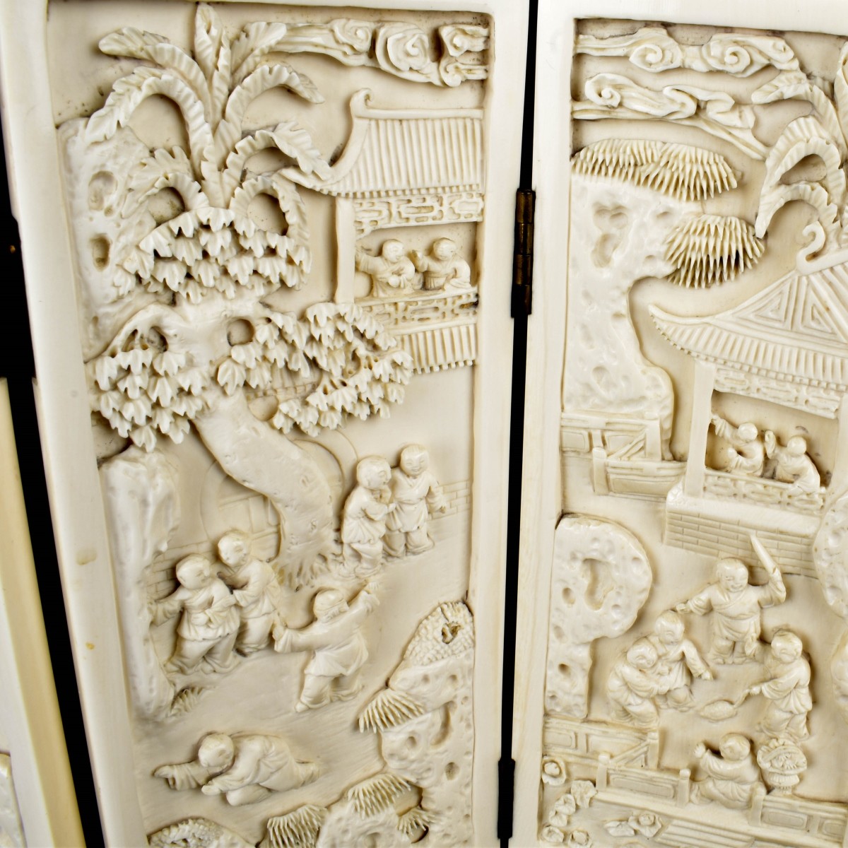 Chinese Carved Bone Table Screen