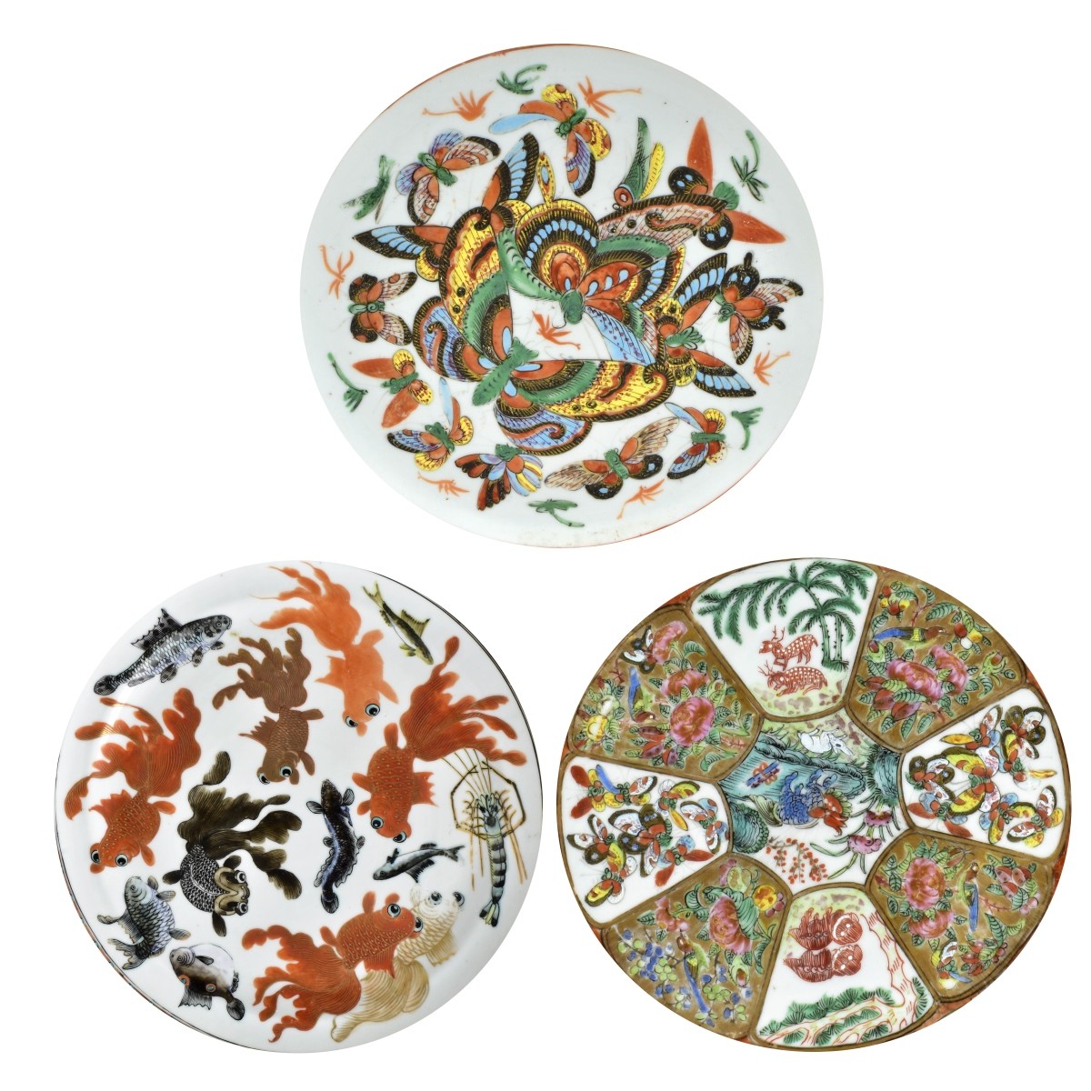 Three Chinese Export Porcelain Plates