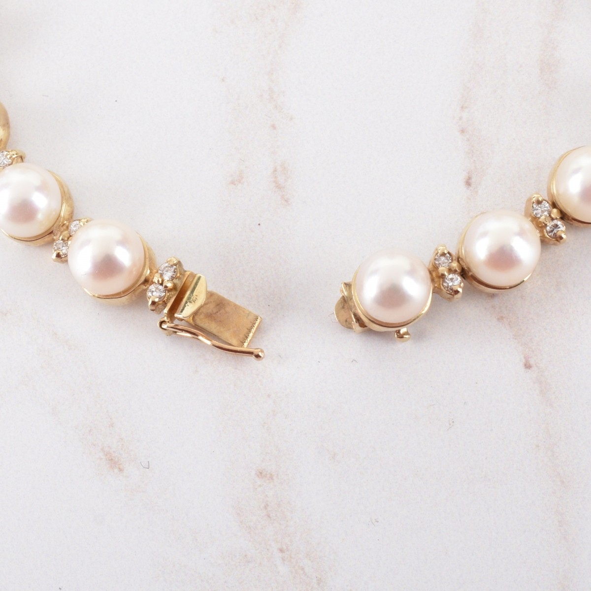 Pearl, Diamond and 14K Bracelet