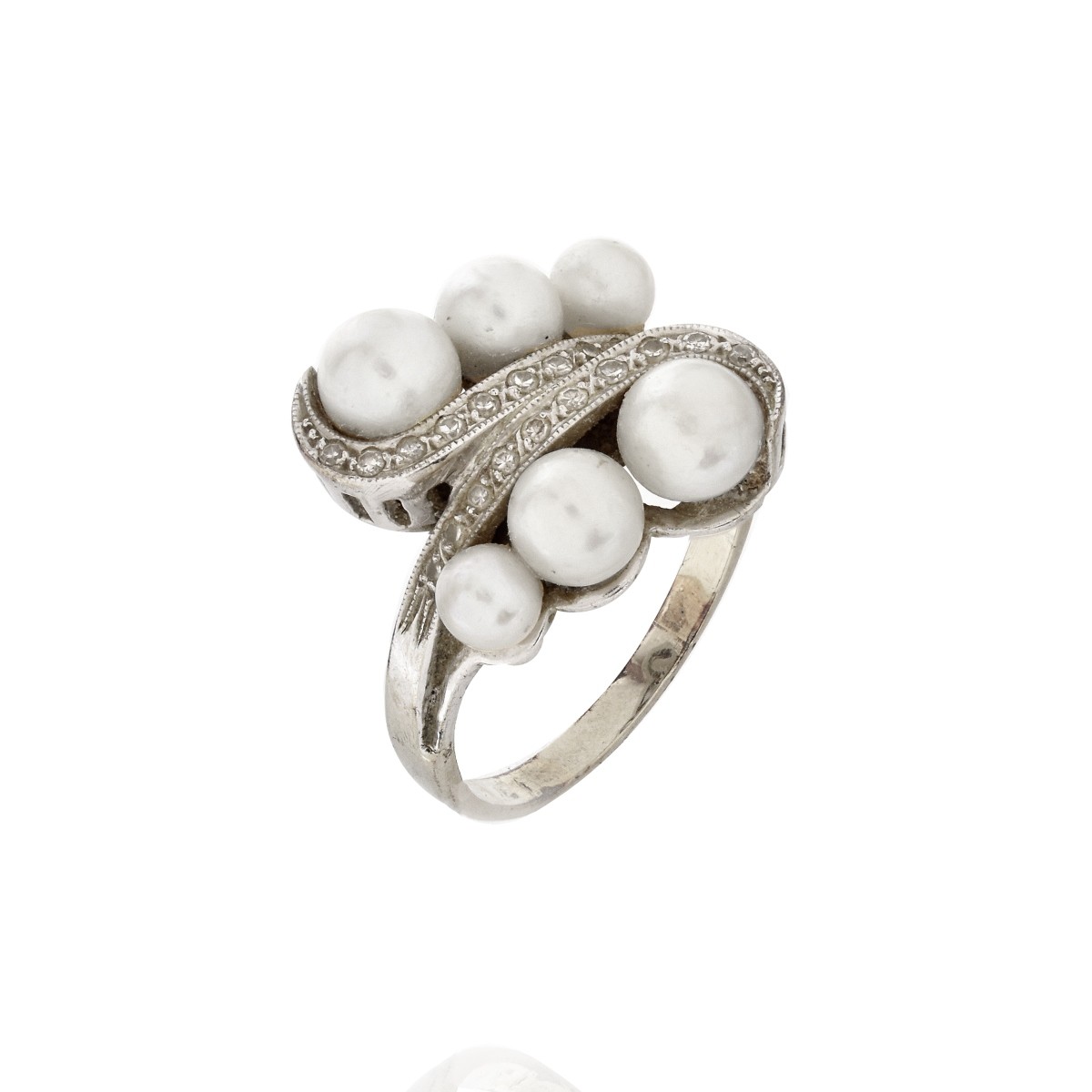 Diamond, Pearl and 14K Ring