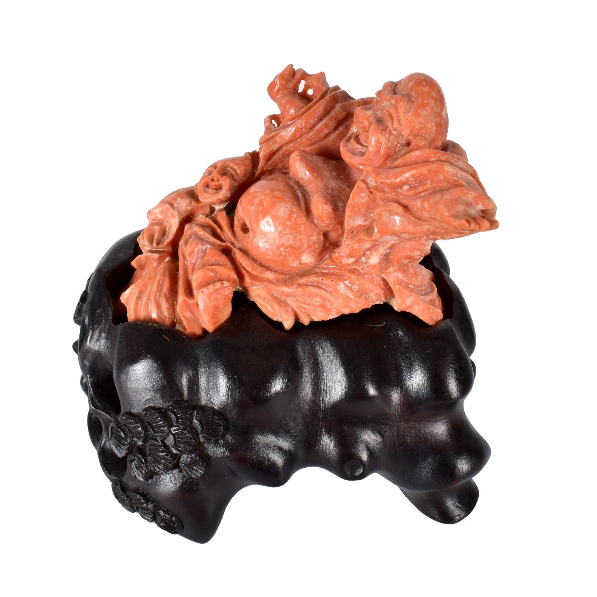 Chinese Carved Coral Buddha Figurine