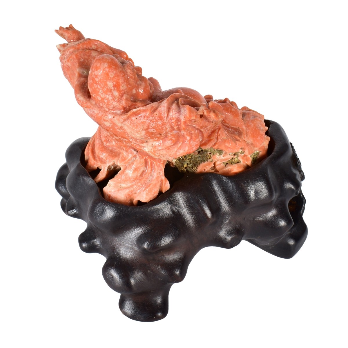 Chinese Carved Coral Buddha Figurine