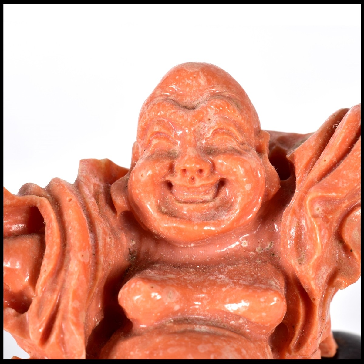 Chinese Carved Coral Buddha Figurine