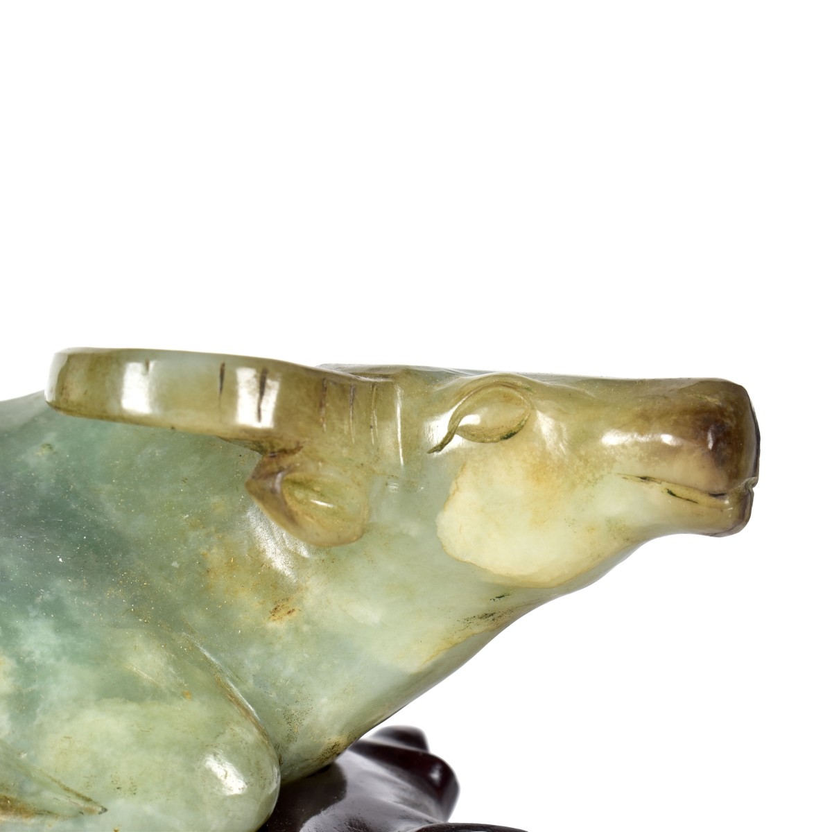 Chinese Carved Jade Reclining Ox Figurine