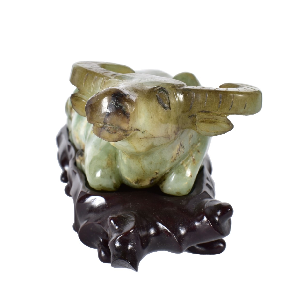 Chinese Carved Jade Reclining Ox Figurine