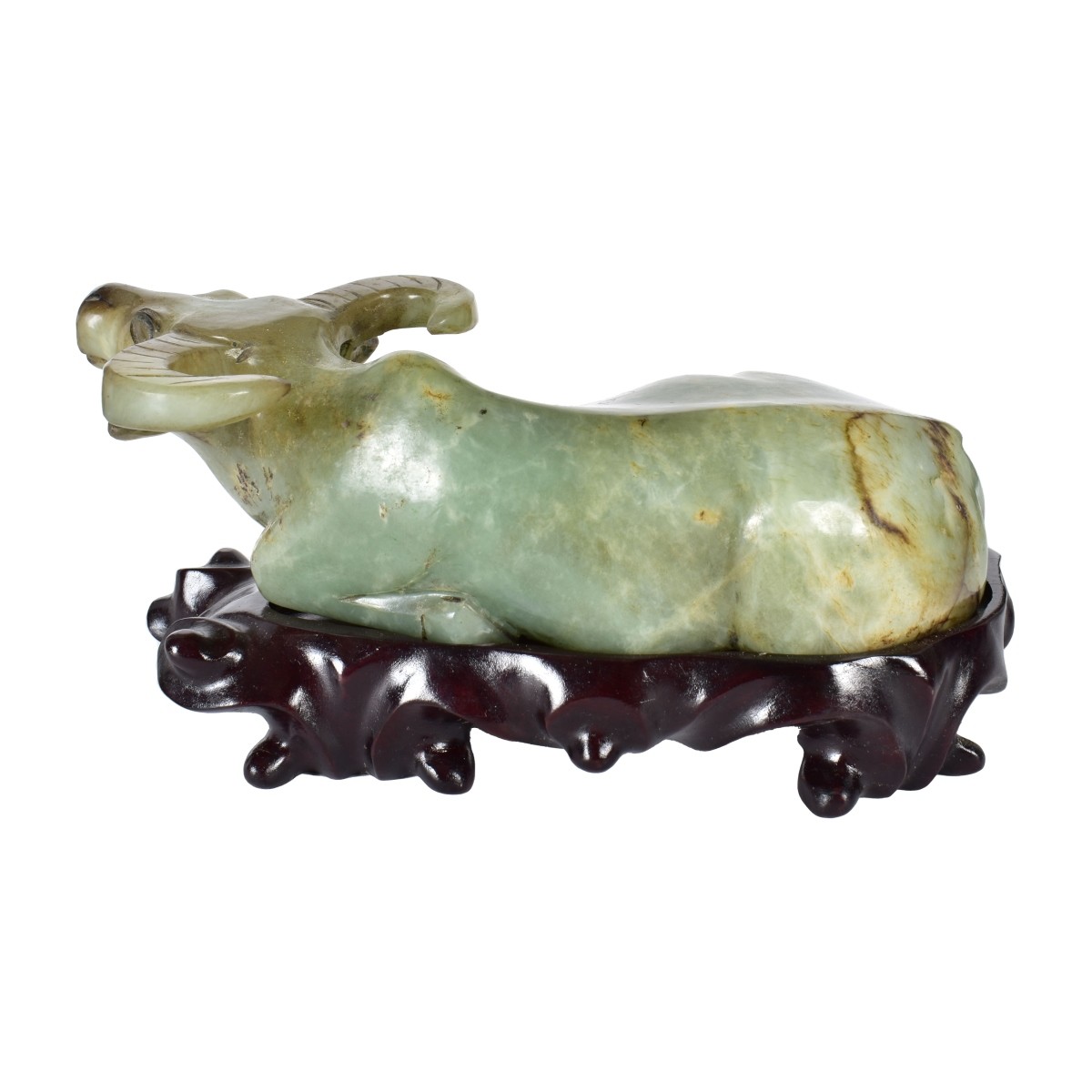 Chinese Carved Jade Reclining Ox Figurine