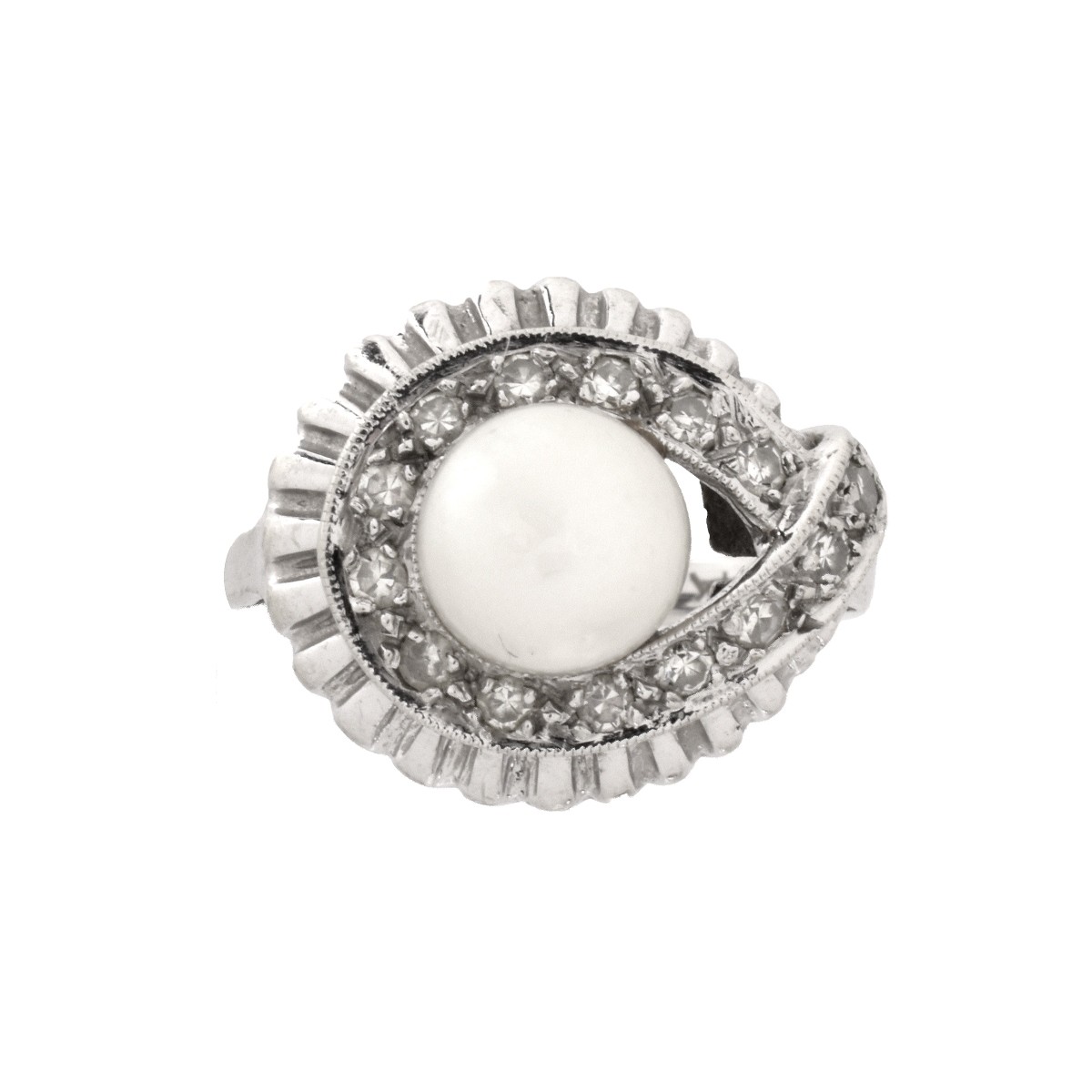 Pearl, Diamond and 14K Ring