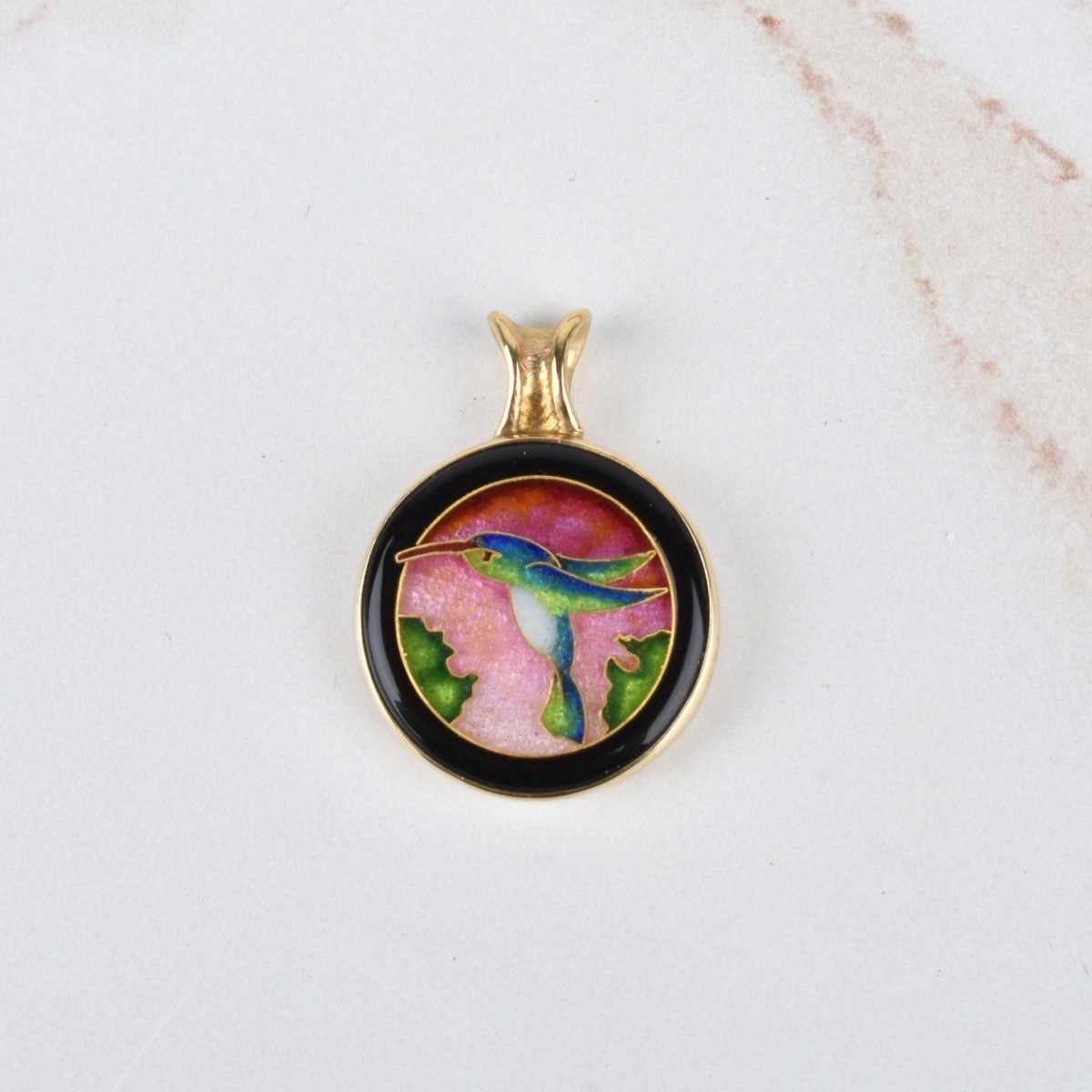 14K and Enamel Pendant