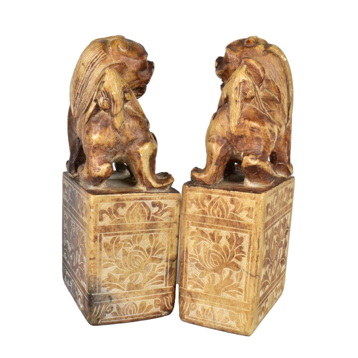 Pair of Chinese Soapstone Foo Dogs