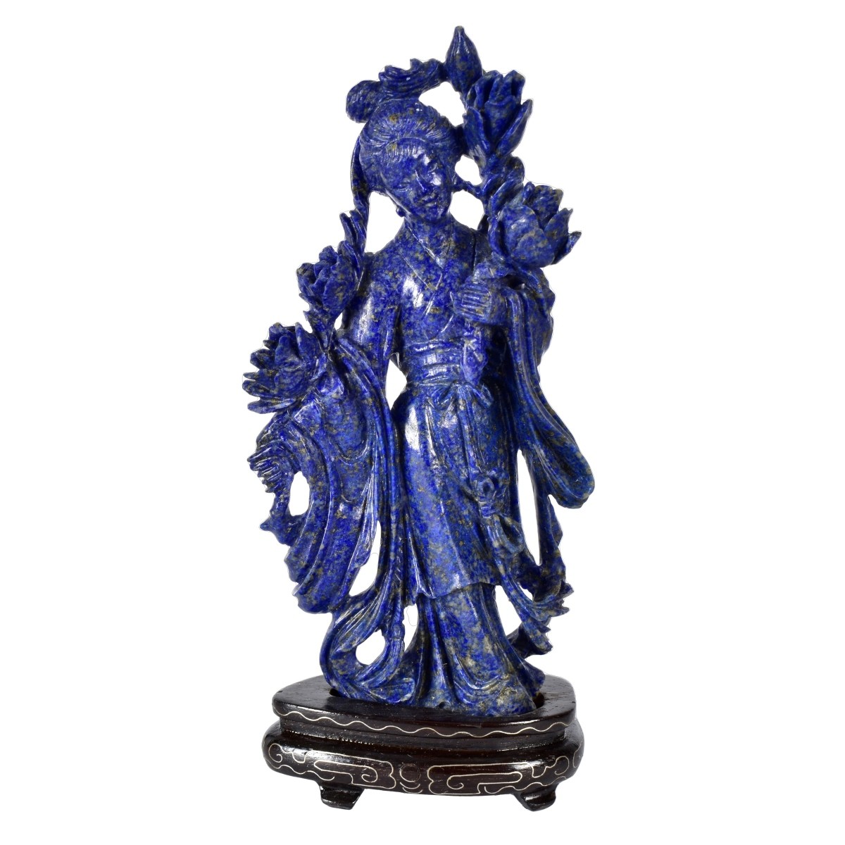 Chinese Carved Lapis Lazuli Guanyin Figurine