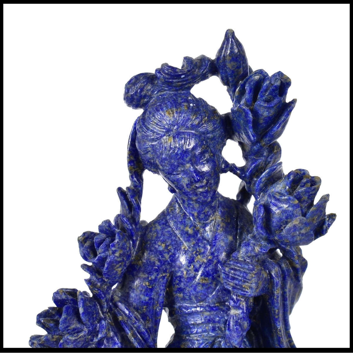 Chinese Carved Lapis Lazuli Guanyin Figurine