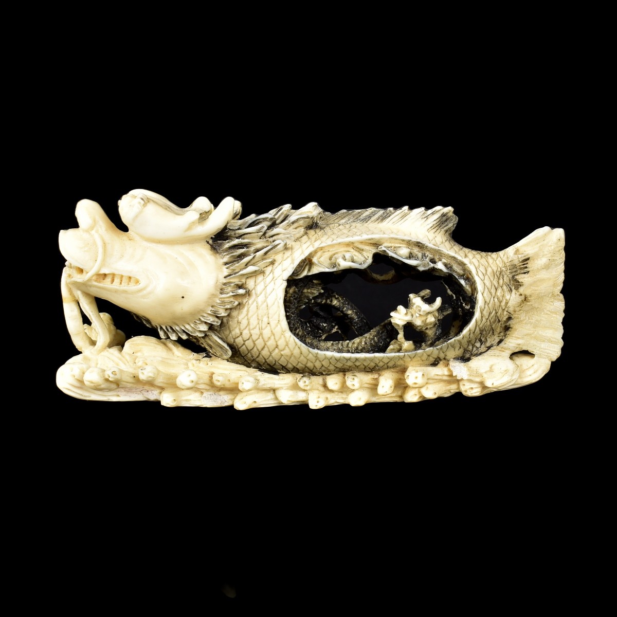 Antique Japanese Dragon Fish Figurine