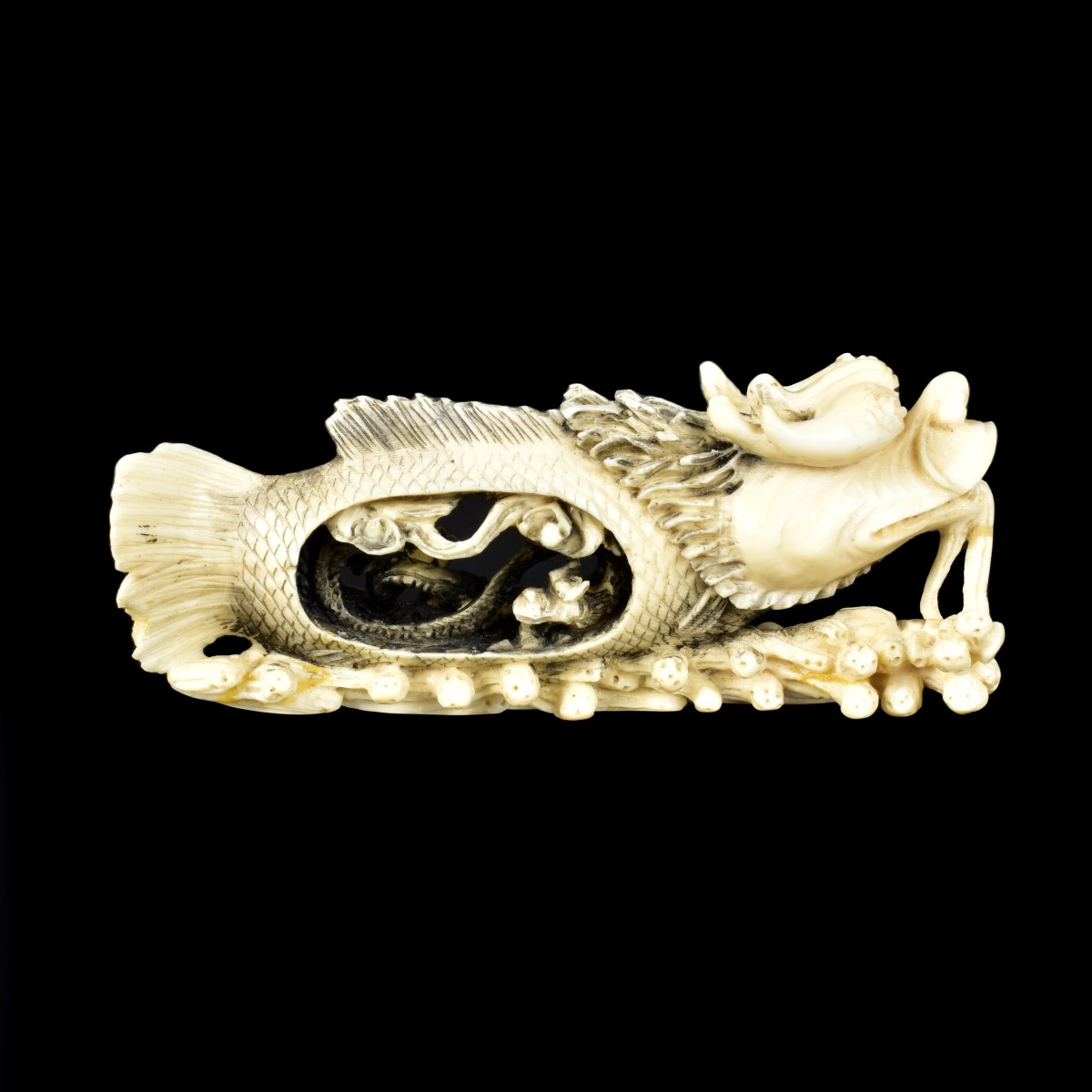 Antique Japanese Dragon Fish Figurine