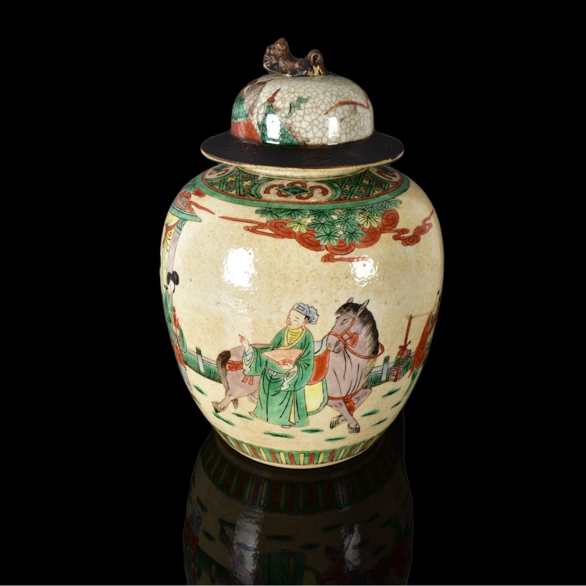 Antique Chinese Famille Vert Ginger Jar