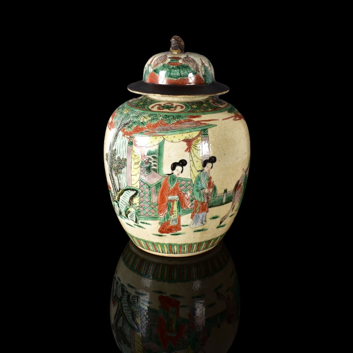 Antique Chinese Famille Vert Ginger Jar