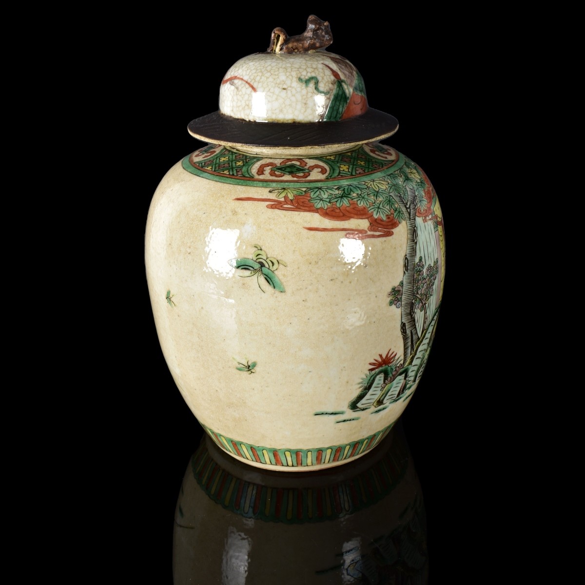 Antique Chinese Famille Vert Ginger Jar