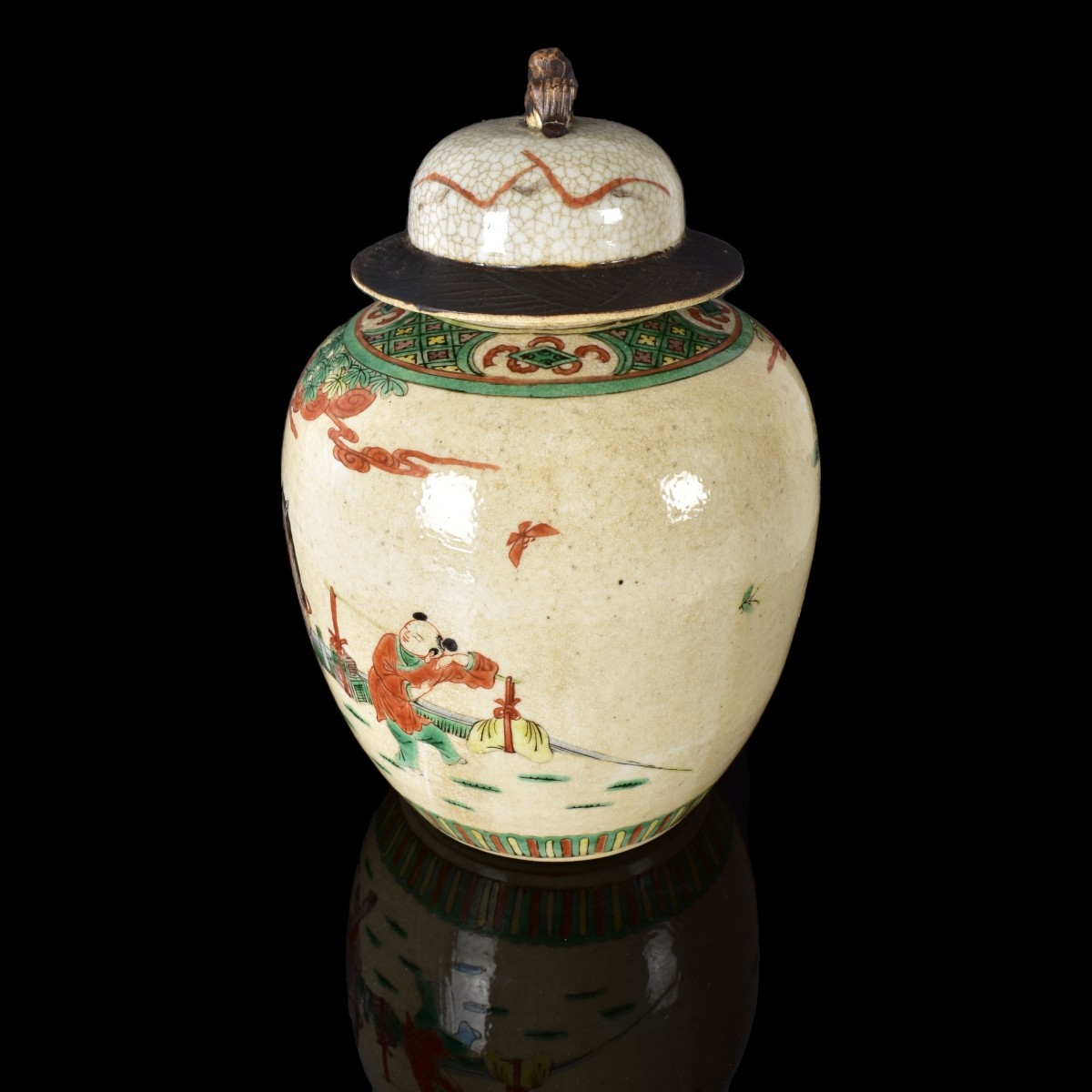 Antique Chinese Famille Vert Ginger Jar