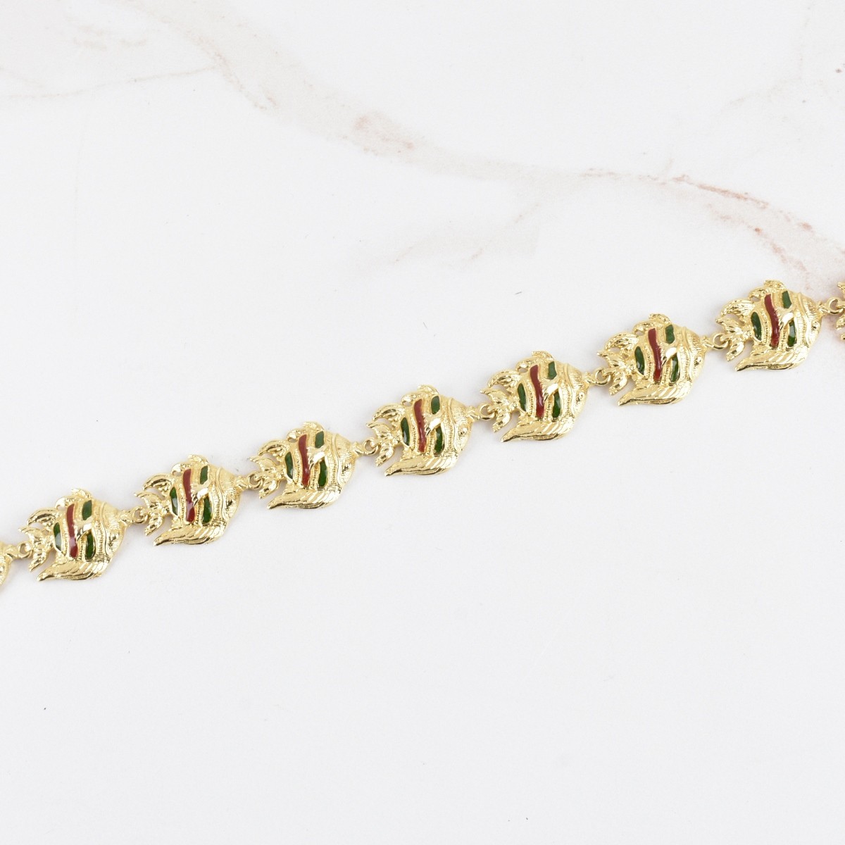 14K and Enamel Bracelet