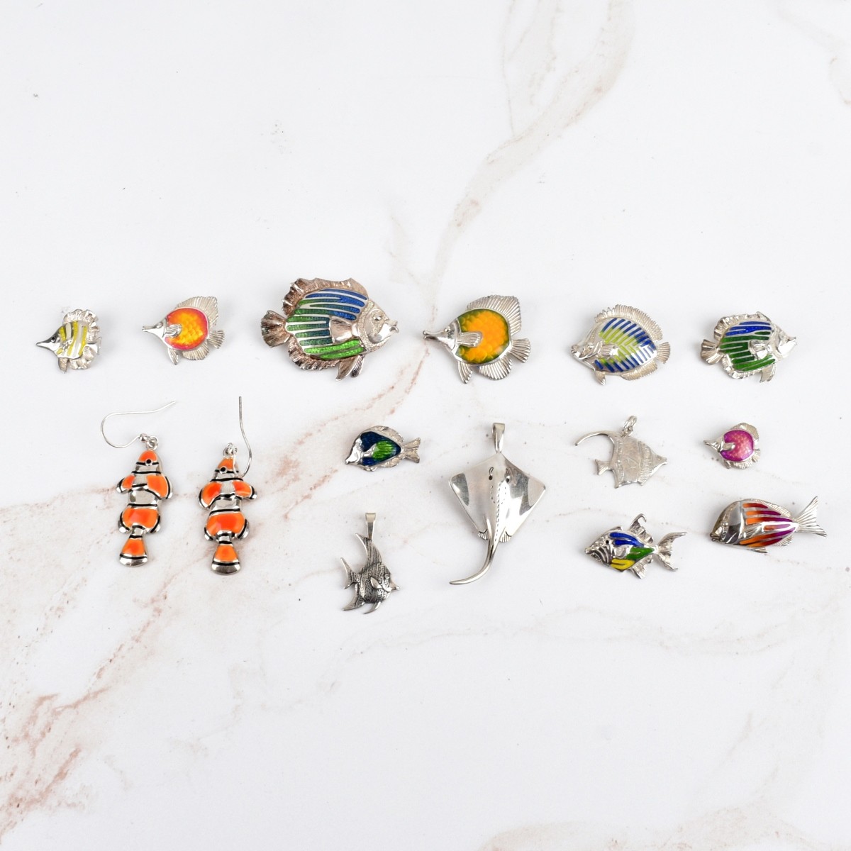 Collection of Silver & Enamel Pendants