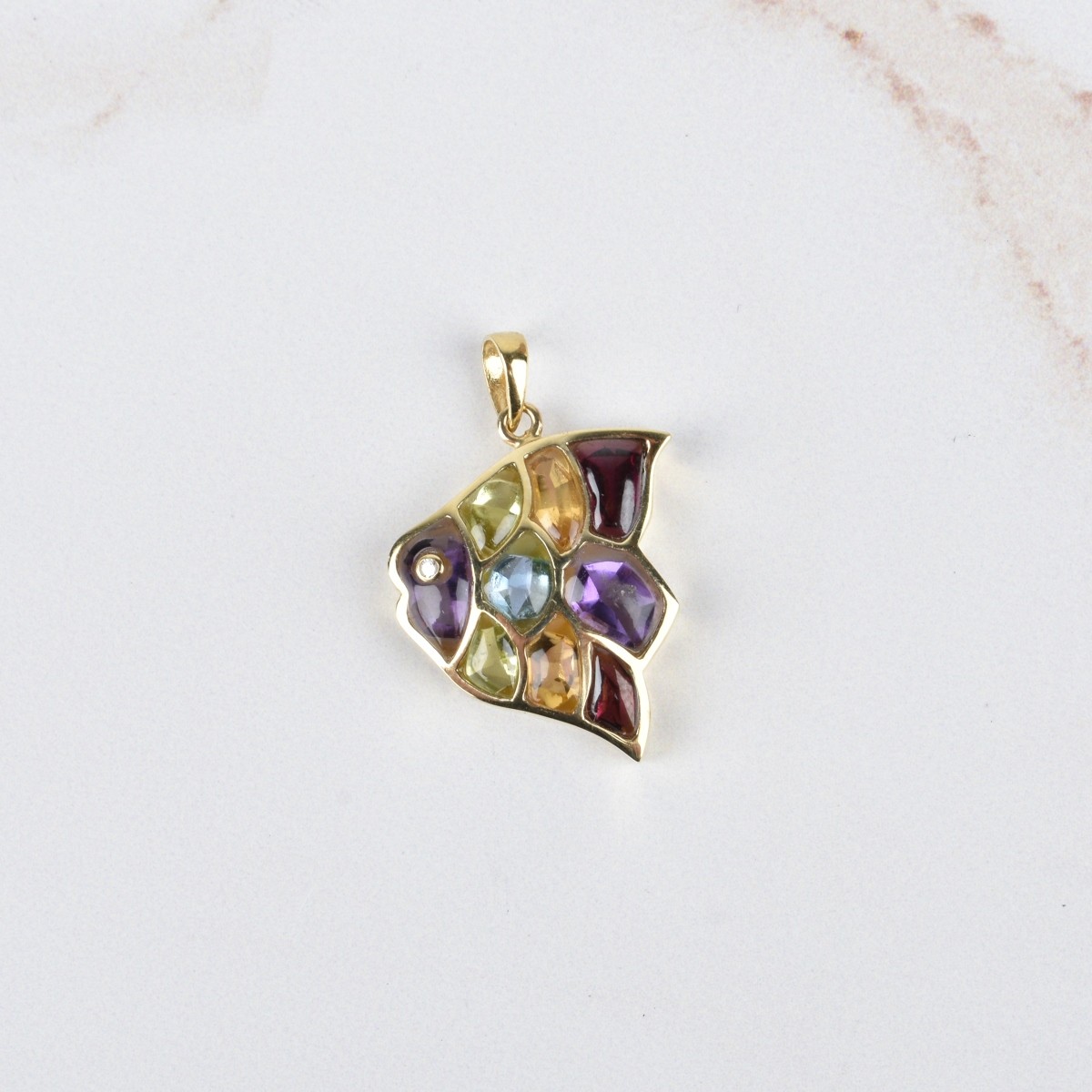 Gemstone and 14K Fish Pendant