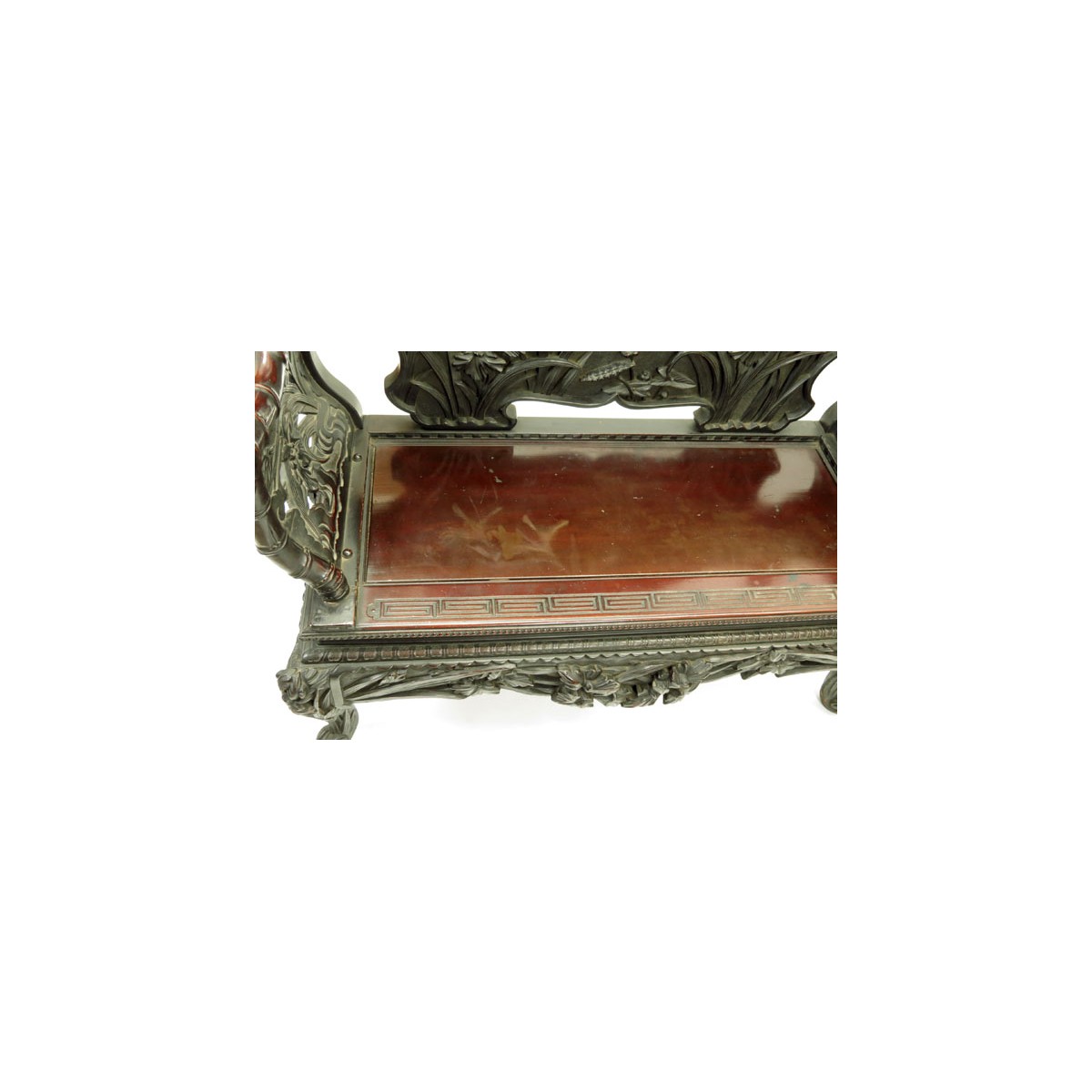 Japanese Richly Carved Hardwood Bench