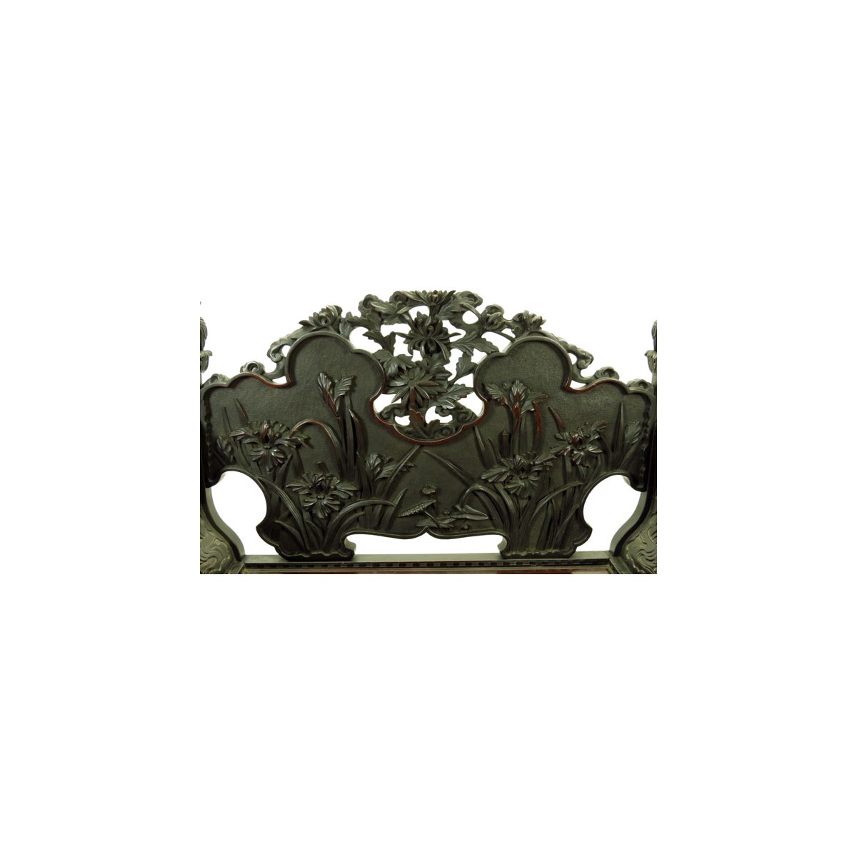 Japanese Richly Carved Hardwood Bench