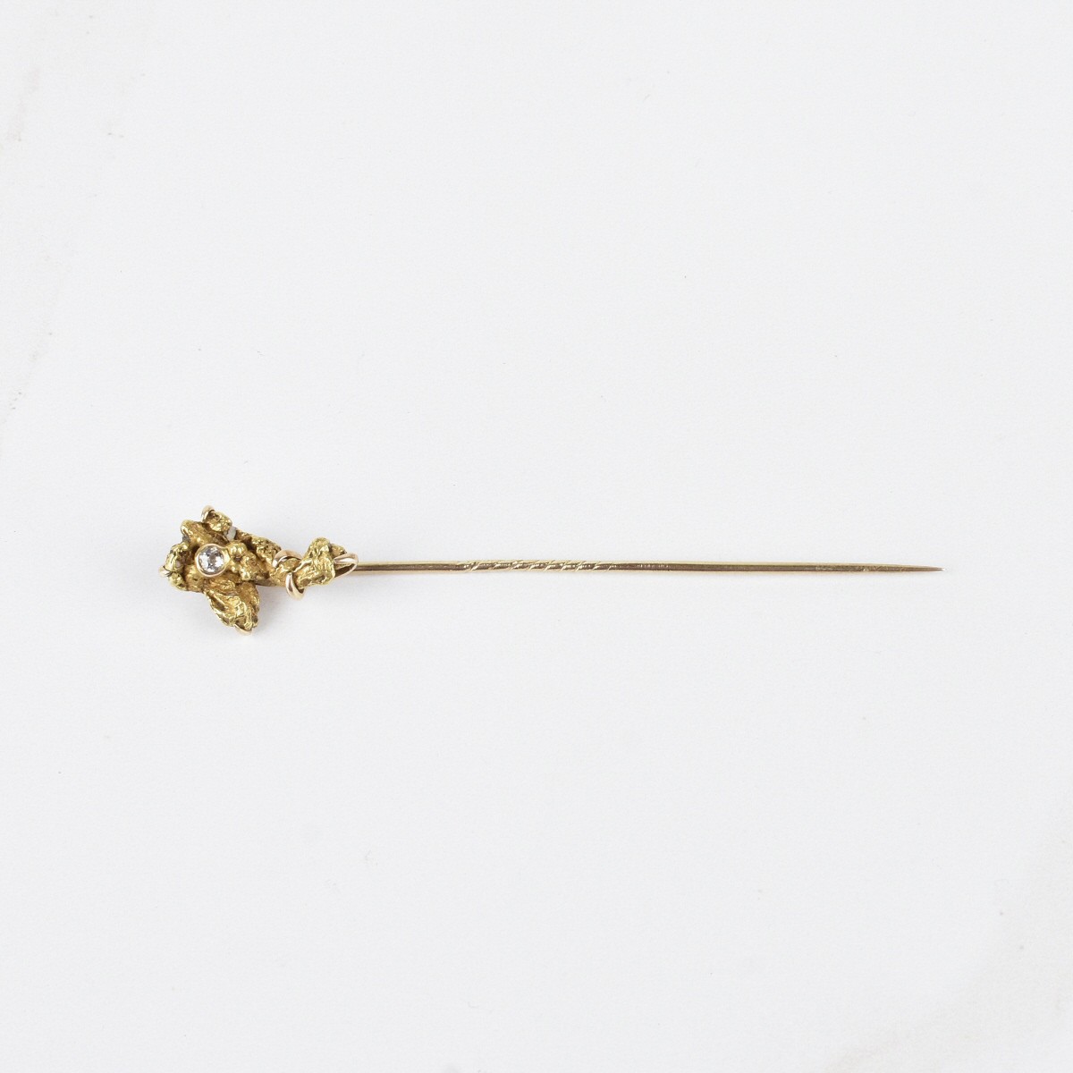 Gold Nugget and Diamond Stickpin