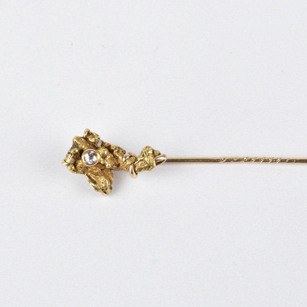 Gold Nugget and Diamond Stickpin