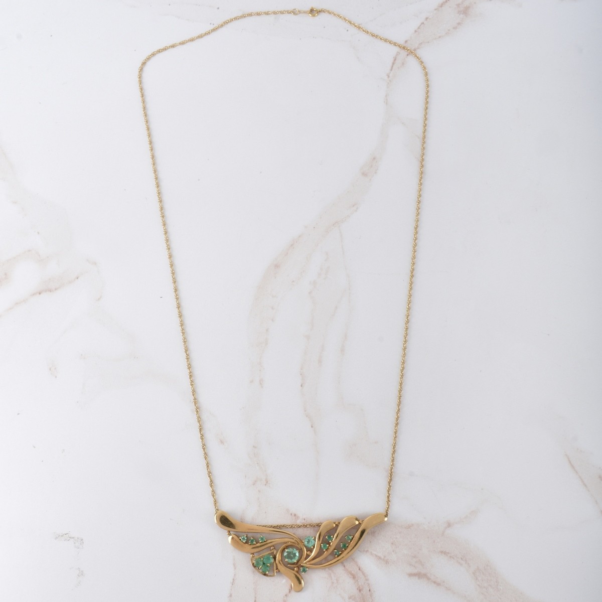 Emerald and 14K Necklace