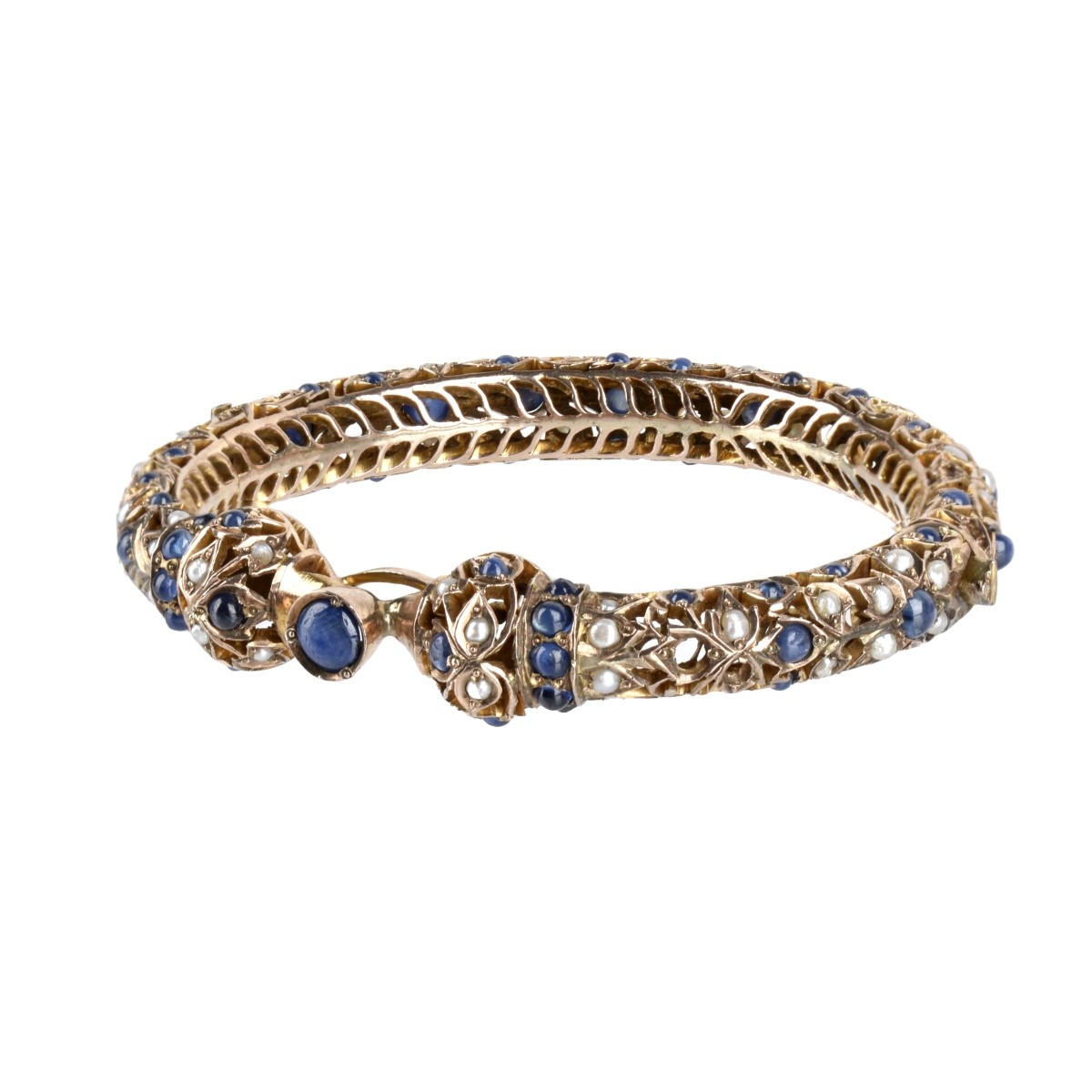 Sapphire, Pearl and 9K Bangle