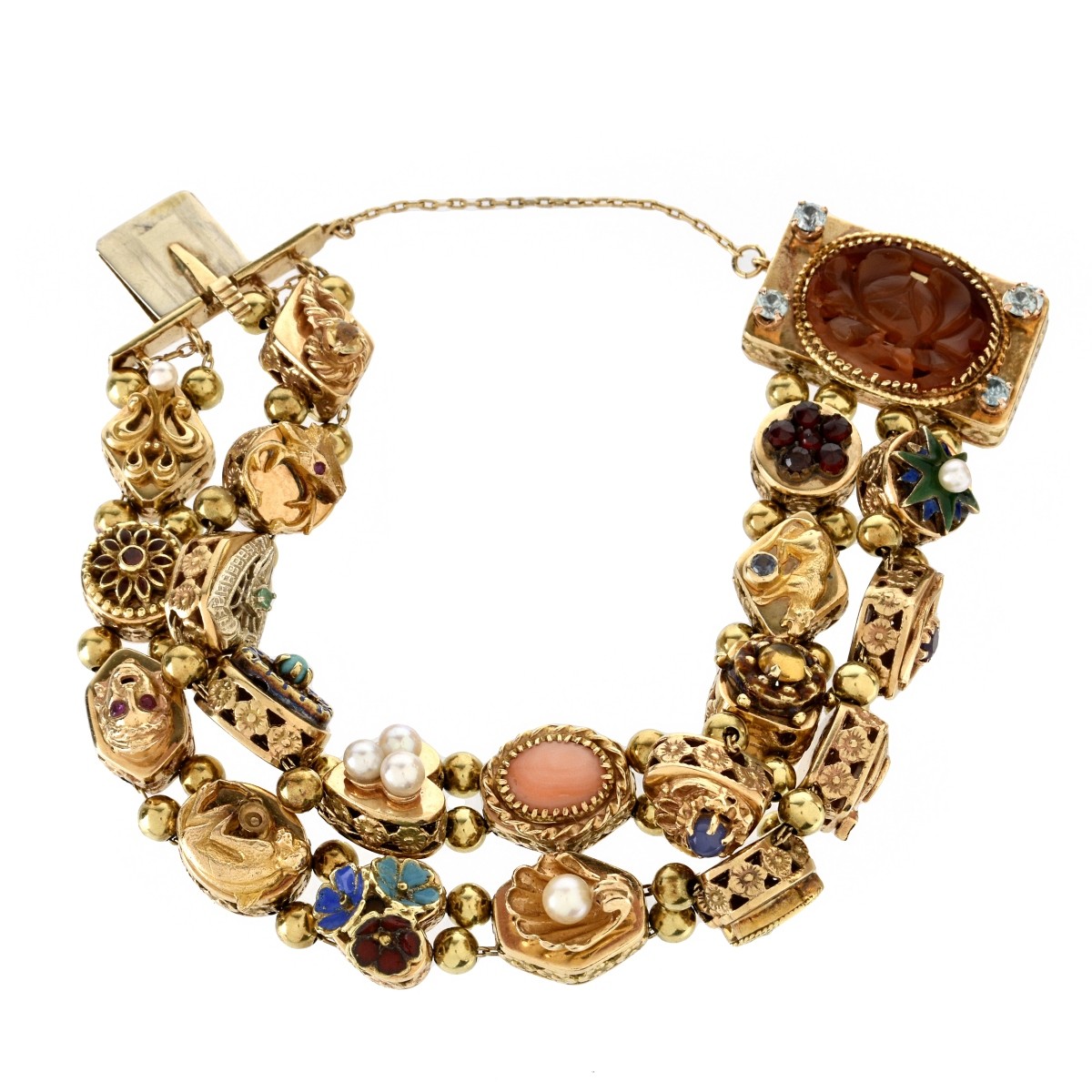 Gemstone and 14K Charm Bracelet