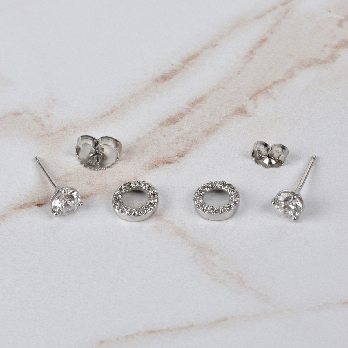 Diamond and 14K Ear Studs